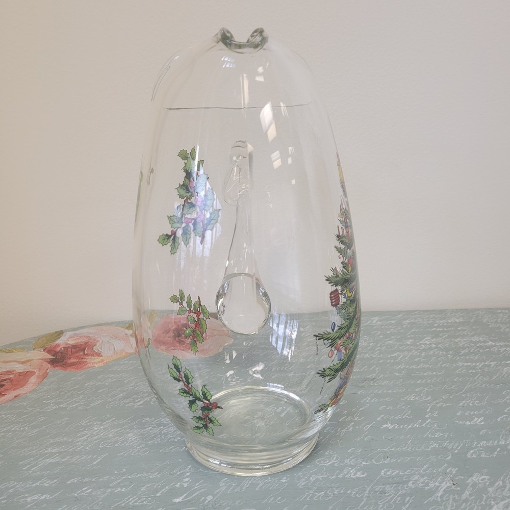 Vintage Spode Christmas Tree Pitcher with Ice Lip‎ 2.5 Qt Clear Glass - Picture 4 of 5